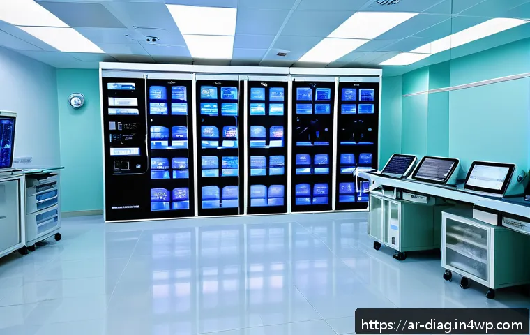 AI 의료진단의 진단 모델 개발 과정 - A modern medical data center in a Middle Eastern hospital, featuring diverse medical equipment such ...