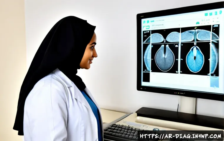 AI 의료진단의 역사와 발전 과정 - Photorealistic historical progression of AI medical diagnosis, a clean split-era hospital scene: on ...